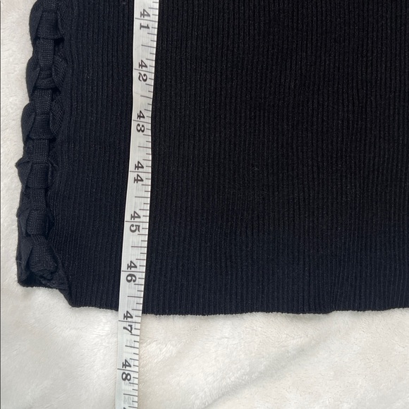 Zara Knitwear Collection Black Ribbed Midi Dress w/ Braided Side Detail NWT - Picture 5 of 9